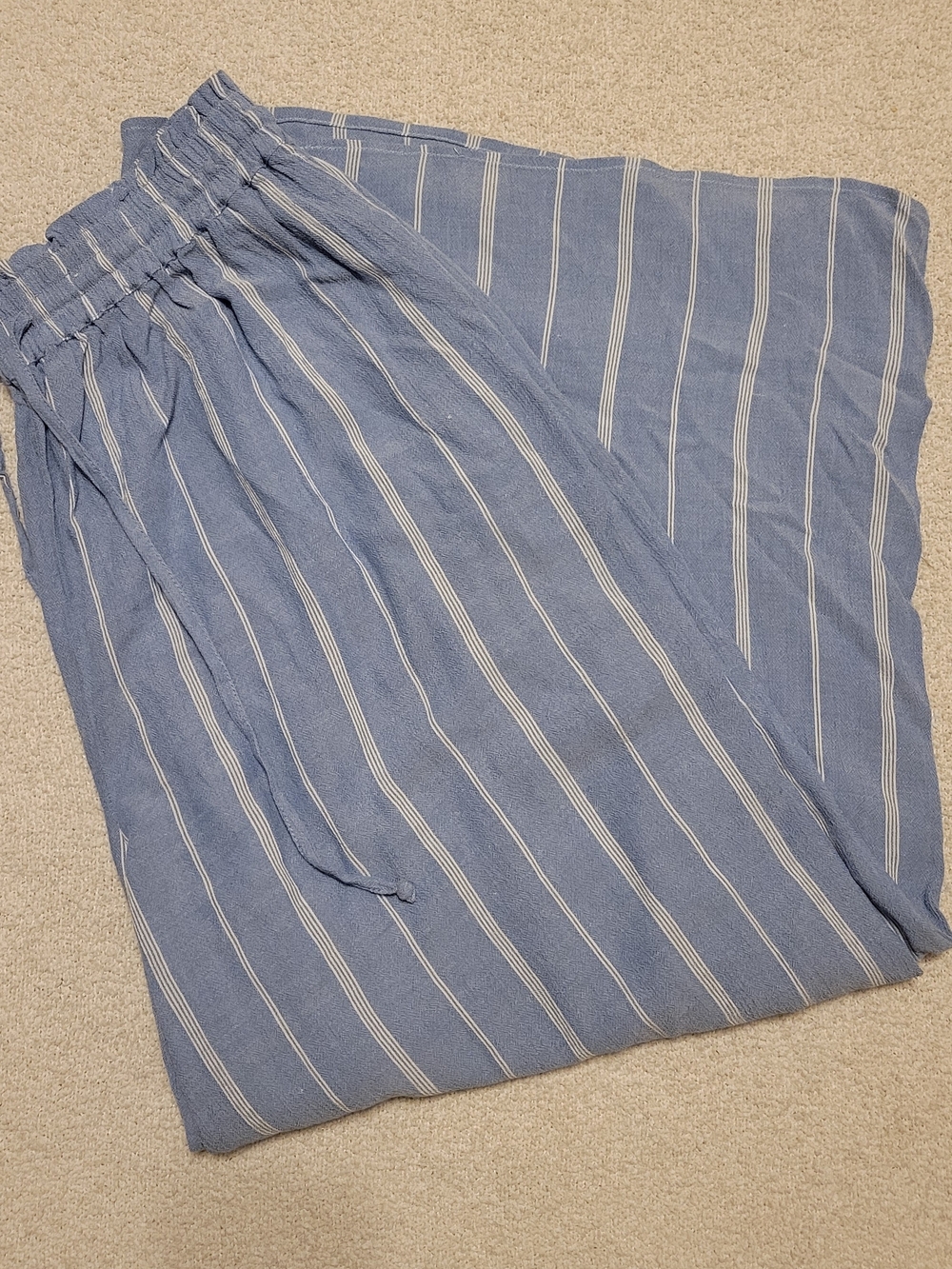 Mud Pie Blue and White Striped Drawstring Joggers Women's L